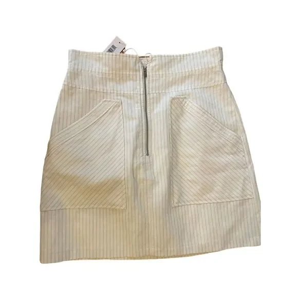 NWT Rebecca Tayor cream pinstriped skirt size 6 295$ retail - Picture 1 of 7